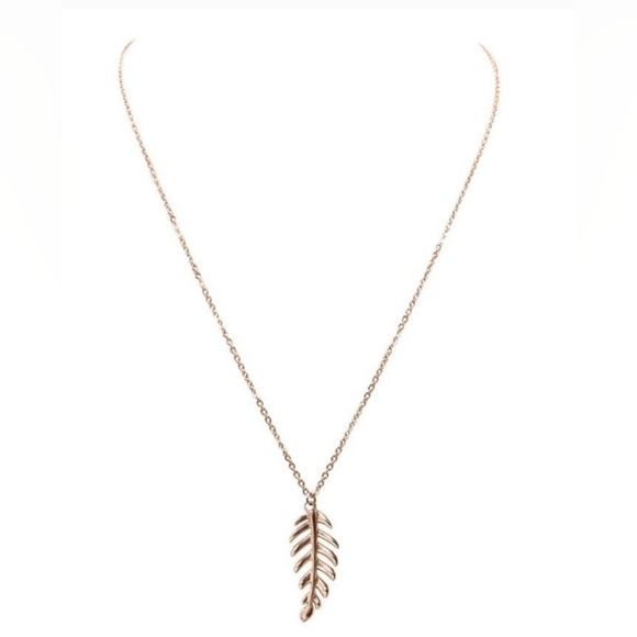 KINSLEY ARMELLE NWT GODDESS COLLECTION ROSE GOLD LAUREL LEAF DROP NECKLACE 18" - Picture 1 of 5